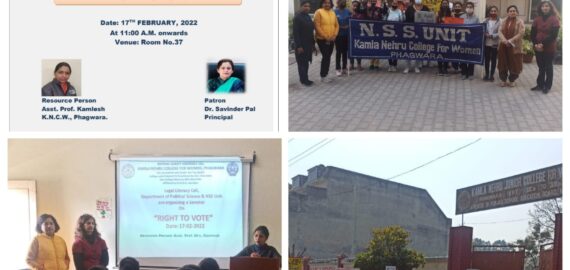 Rally and Seminar on “Importance of Right to Vote” at Kamla Nehru College for Women, Phagwara