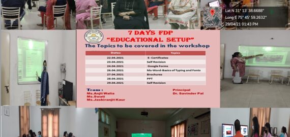 A Seven Day Faculty Programme(FDP) on the theme “Educational Setup”