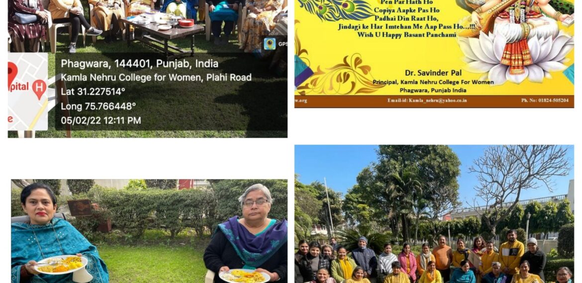 Basant Panchami celebrated in Kamla Nehru College for Women, Phagwara