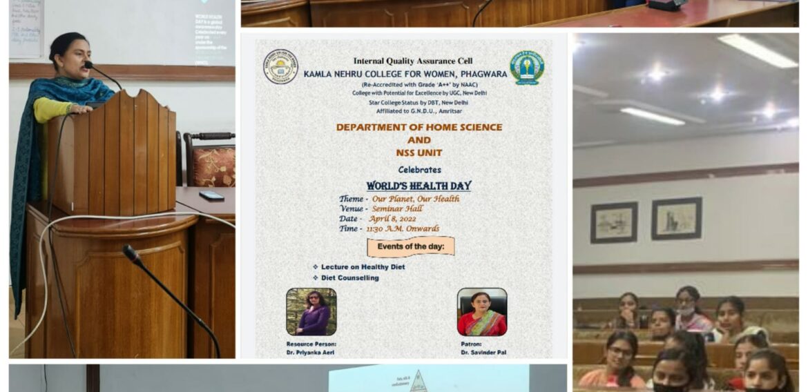 World Health Day was celebrated under Ek Bharat Shreshtha Bharat programme (EBSB) by NSS unit and Home Science dept